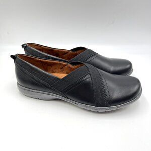 8W 8 WIDE WIDTH Cobb Hill Penfield Black Leather Comfort Flats‎ Loafer Shoes